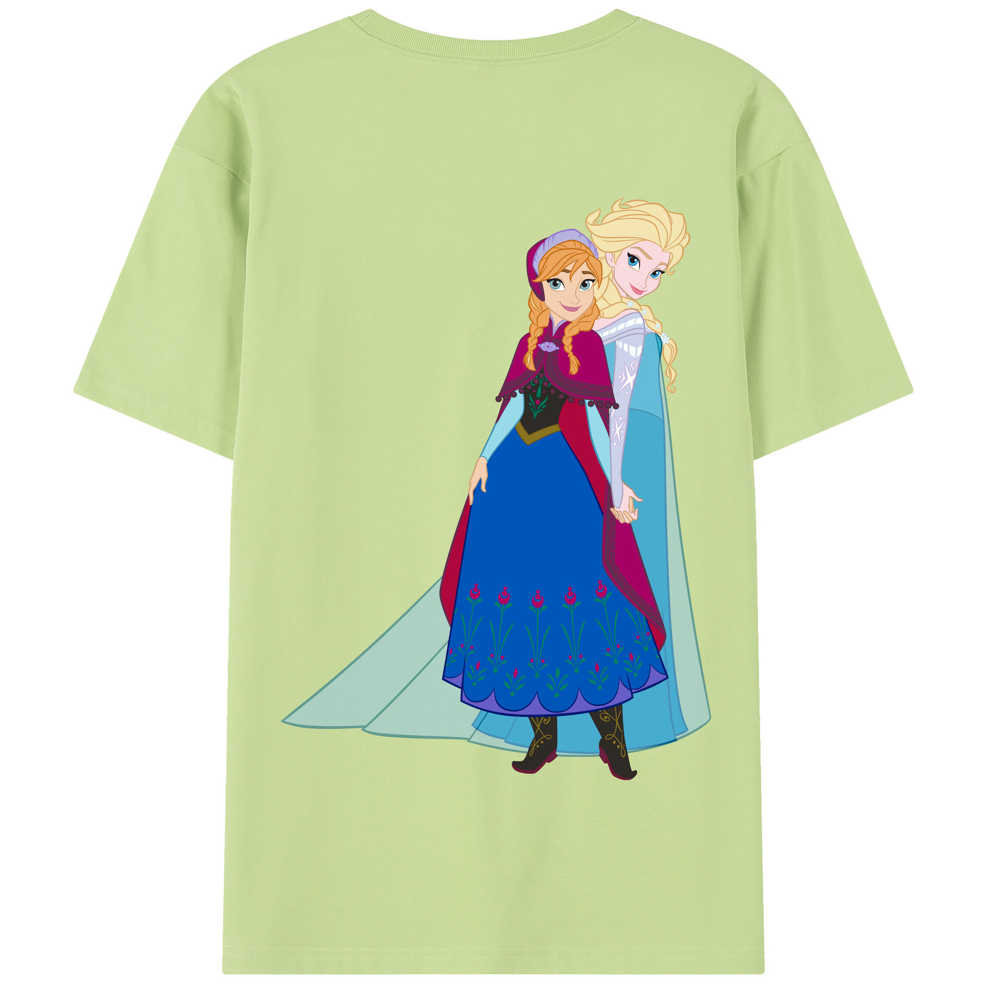 （画像用） アナと雪の女王 アンナ エルサ Frozen Anna Elsa 綿100％半袖Tシャツ（背面プリント）